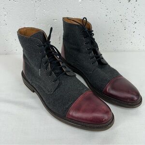 TAFT Men’s size 44 / 11 The Jack Oxblood Red Leather and Gray Wool Boots READ